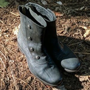 Frye Black leather military button Frye boots